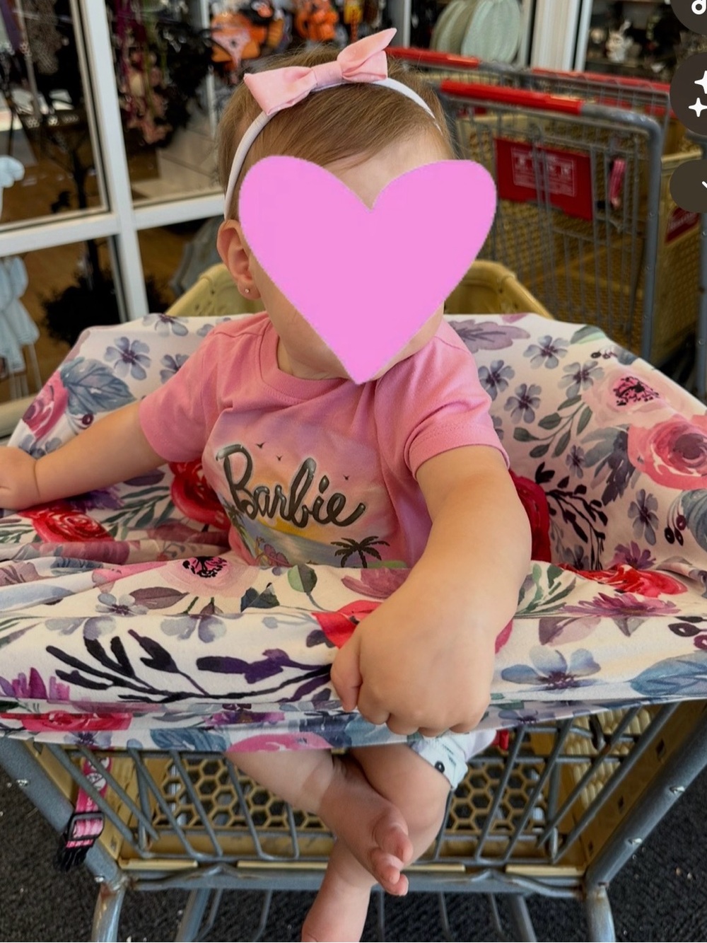 Floral Car Seat Cover - Pink & White Nursing Cover - Picture 2 of 5